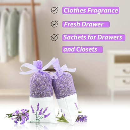 8 Packs Lavender Sachet Bags for Drawers and Closets, Long-Lasting Lavender Scented Sachets Home Fragrance Hanging Closet Air Freshener Oder Eliminator, Smell Goods for House